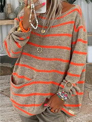 Multicolor Striped Round Neck Sweater