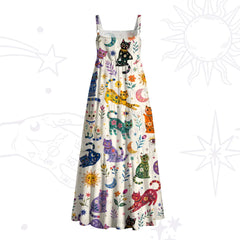 Rainbow Magic Cats Wide Strap Flowy Maxi Dress