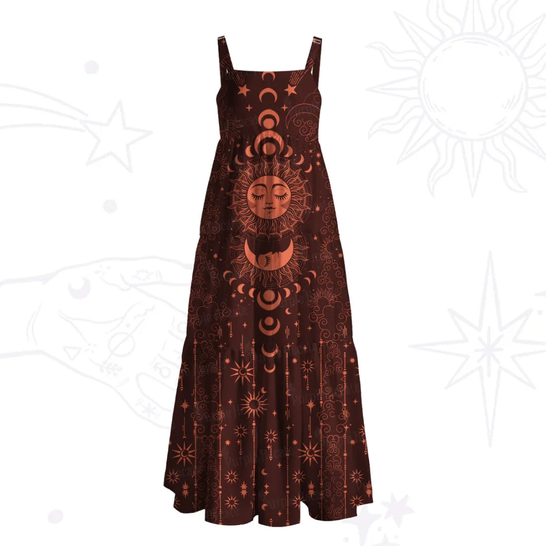 Lunar Eclipse Wide Strap Flowy Maxi Dress