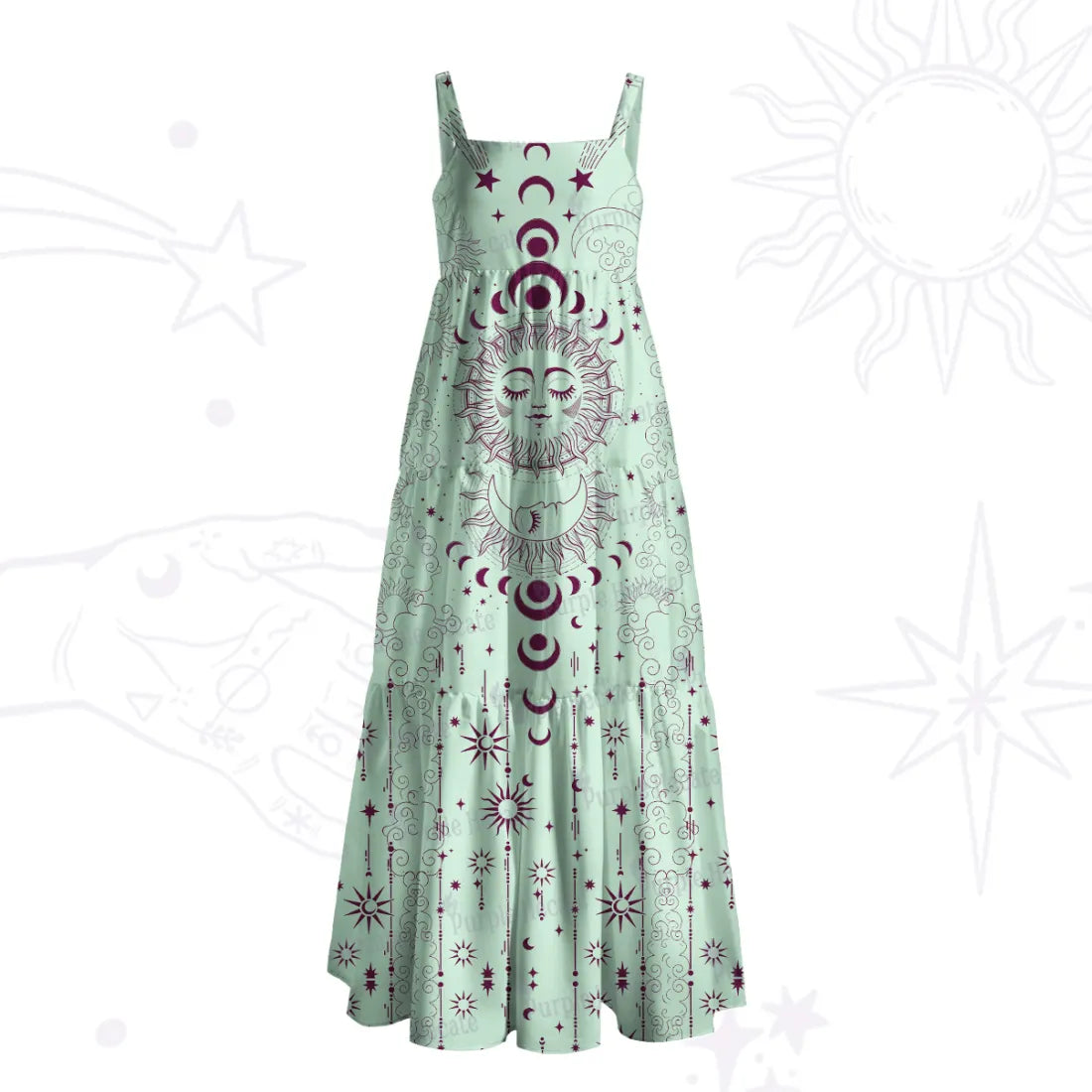 Lunar Eclipse Wide Strap Flowy Maxi Dress