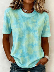 Casual Ombre Crew Neck Short Sleeve T-shirt