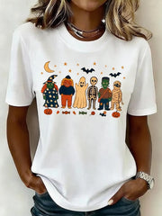 Casual Cartoon Crew Neck Short Sleeve T-shirt