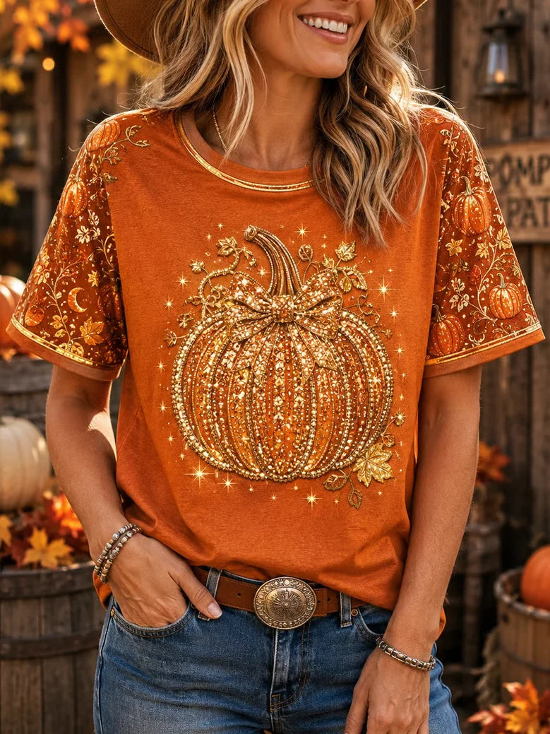 Casual Maple Leaf Crew Neck Short Sleeve T-shirt