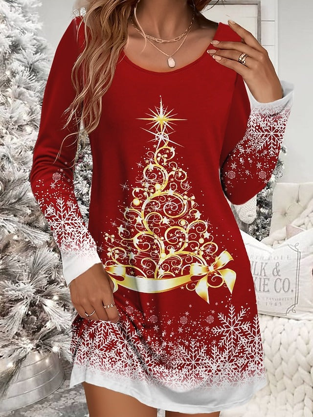 Geometric Print Crew Neck Loose Long Sleeve Sweatshirt