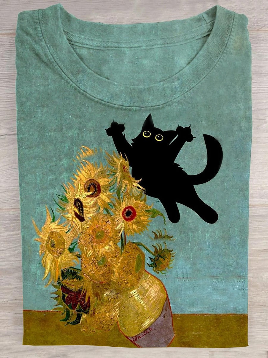 Funny Cat Art Print Short Sleeves T-shirt