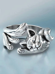Lovely Cat Carving Adjustable Ring