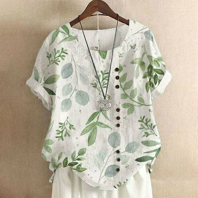 Women's O Neck T Shirts Casual Rolled Short Sleeve  Summer Tops Loose Fit