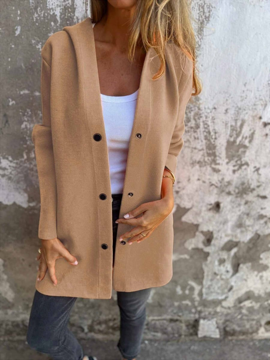 Women's Casual Single Breasted Hooded Jacket