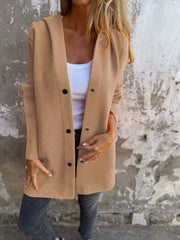 Women's Casual Single Breasted Hooded Jacket