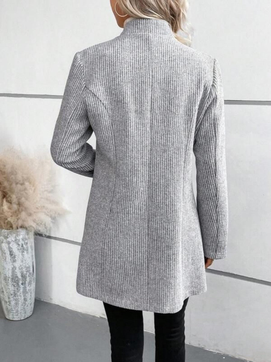 Plain Collarless Long Sleeve Casual Outerwear