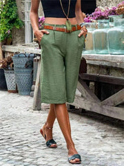 Solid Color Cotton Casual Shorts for Women