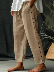 Casual Plain Side Pocket Drawstring Waist Loose Pants