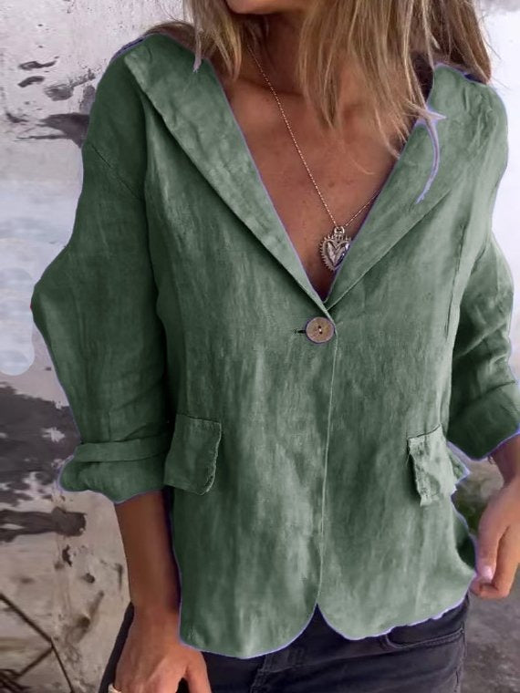 Casual Plain Lapel Collar Semi Formal Jacket