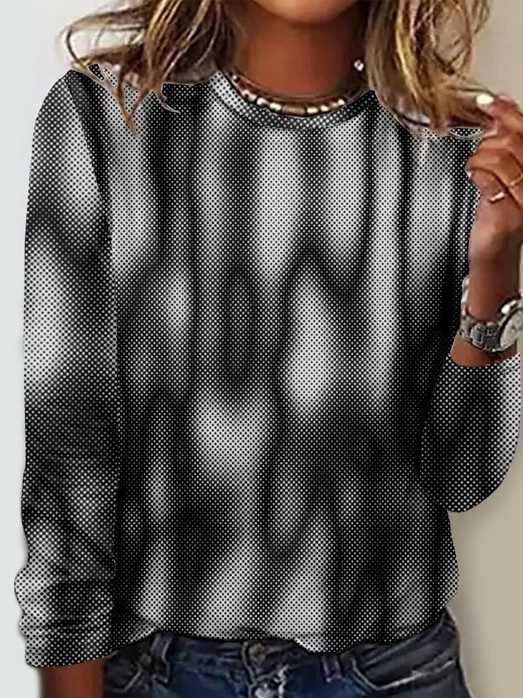 Abstract Crew Neck Long Sleeve Casual T-shirt Secondary image