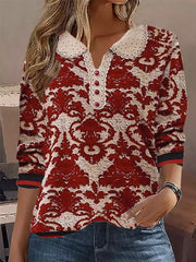Ethnic Long Sleeve Loose Blouse