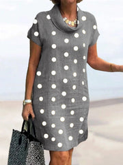 Cotton & Linen Casual Loose Crew Neck Mini Dress