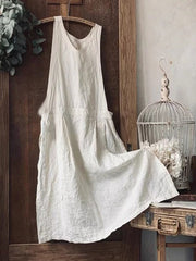 Women's Vintage Plain Sleeveless Plus Size Casual Maxi Weaving Dress