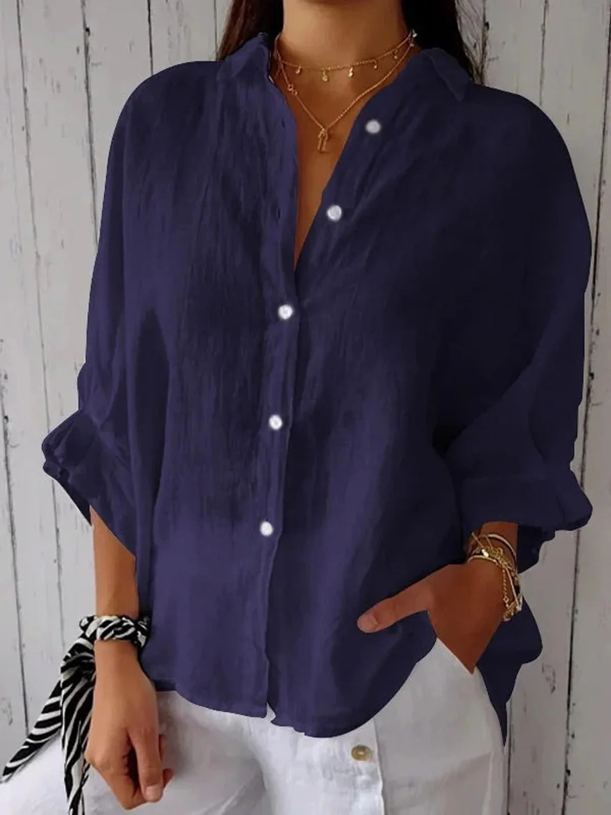 Women's Daily Plain 3/4 Sleeves Loose Shirt
