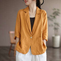 Plain Lapel Collar Casual Loose Fit Blazer