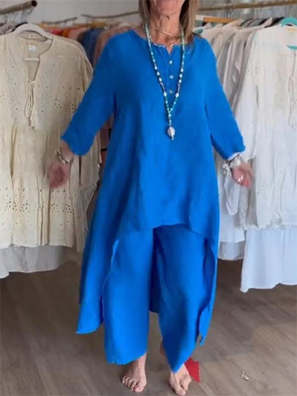 Loose Fit Casual Plain Two-Piece Set
