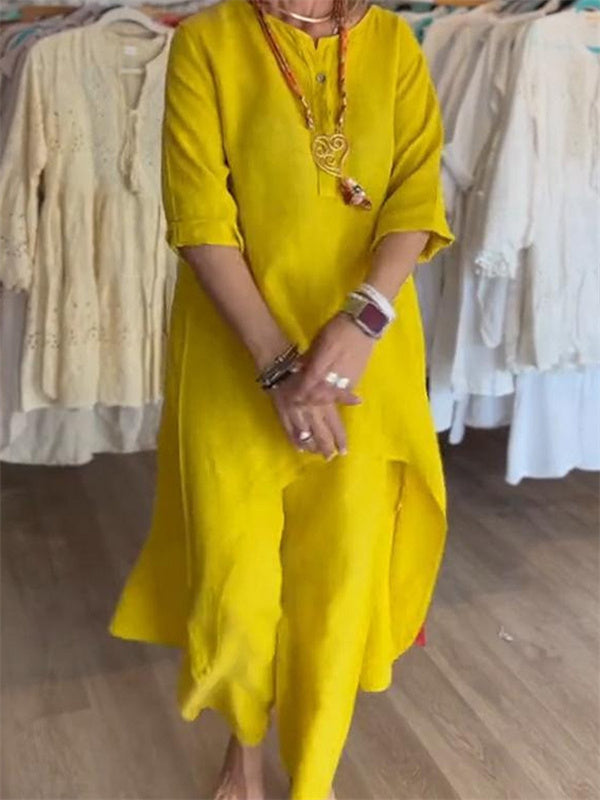 Loose Fit Casual Plain Two-Piece Set