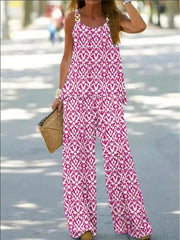 Ethnic Sleeveless Spaghetti Strap Casual Grommet Two-Piece Set