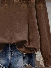 Casual Floral Print Round Neck Long Sleeve Sweatshirt