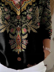Ethnic Floral Hooded Long Sleeve Comfy Vintage Cardigan