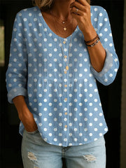 Women's Polka Dot Pattern Art Print Casual Cotton Shirt