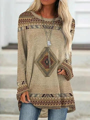 Geometric Print Crew Neck Long Sleeves Sweatshirt