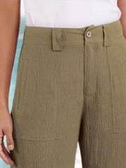 Solid Color Buttons Zipper with Pockets Shorts