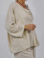 Solid Color Buttons Casual Long Sleeves Blouse