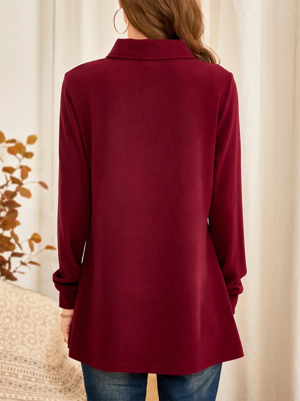 Solid Color Collared Buttons Long Sleeves Trendy Coat