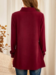 Solid Color Collared Buttons Long Sleeves Trendy Coat