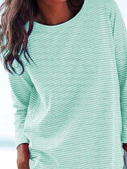 Stripe Print Round Neck Long Sleeves Sweatshirt