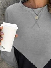 Plain Round Neck Casual Long Sleeves Sweatshirt