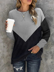 Plain Round Neck Casual Long Sleeves Sweatshirt
