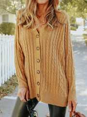 Plain Regular Fit Wool/Knitting Sweater Coat