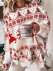 Christmas Print Crew Neck Long Sleeves Sweater