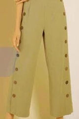 Women's Solid Color Buttons Summer Wide Leg Pants
