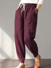 Women's Solid Color with Pockets Casual Plus Size Pants