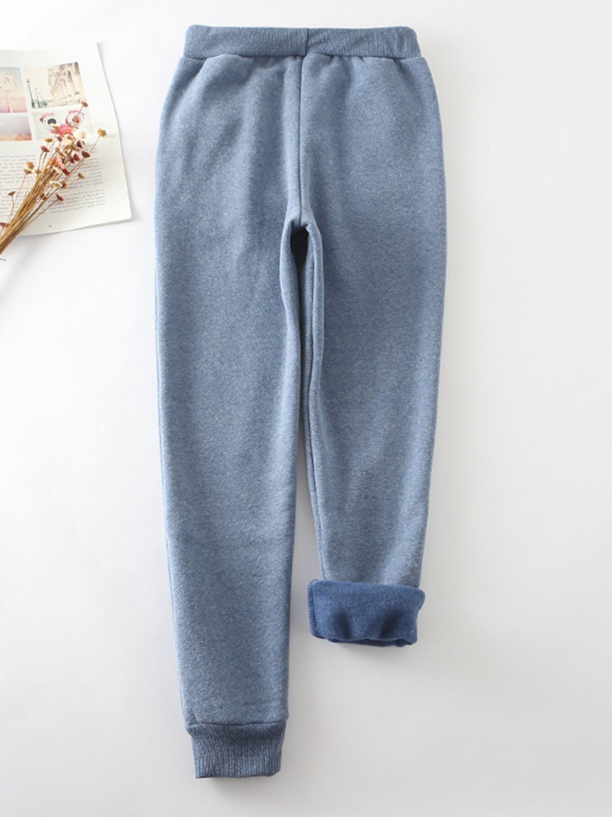 Solid Color with Pockets Casual Thermal Pants