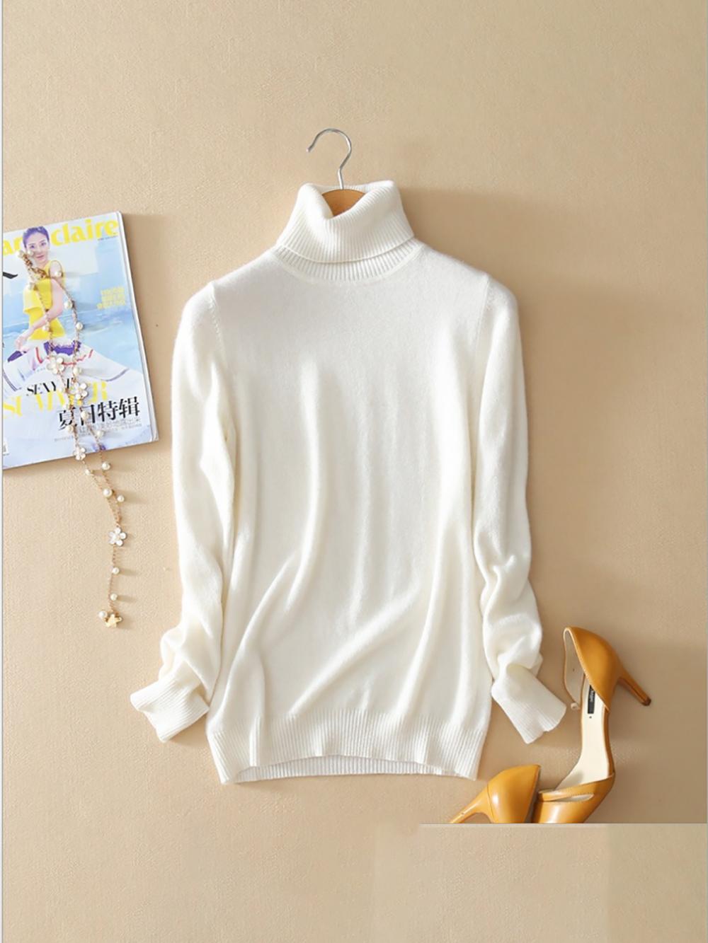 Solid Color Casual High Neck Long Sleeves Sweater
