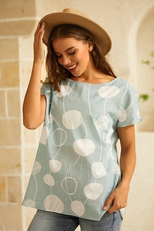 Polka Dot Print Crew Neck Sleeveless Blouse