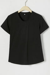 Solid Color Casual Scoop Neck Short Sleeves T-shirt