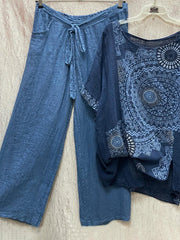 Geometric Print Summer Short Sleeves Two Piece Set